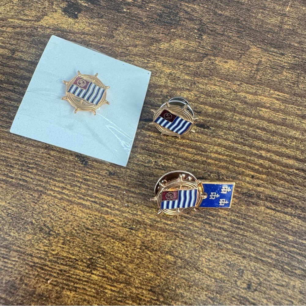 United States Power Squadrons Enamel Lapel Pin Lot Of 3‎ Ship Wheel NOS